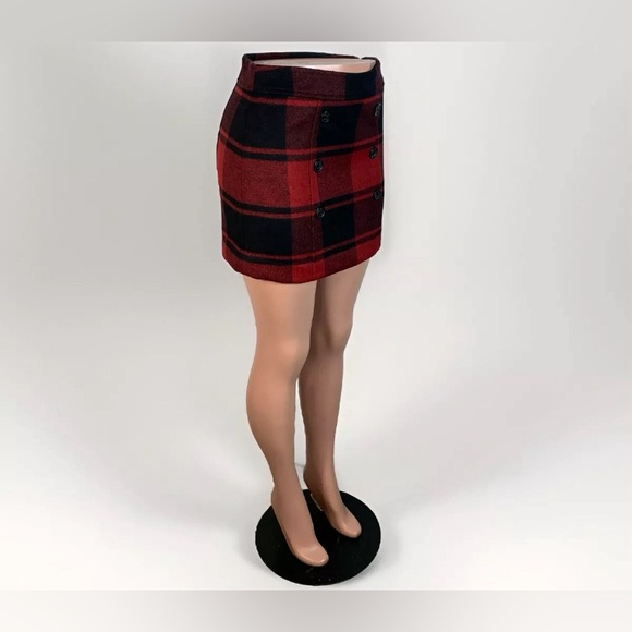 2000's Gap Red Black Wool Blend Plaid Mini Skirt Size 4 EUC - Picture 9 of 14